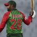 Bangladesh's Tamim Iqbal raises his bat to celebrate scoring fifty runs during the first match of their Tri-Nation one-day international cricket series against Zimbabwe in Dhaka, Bangladesh, Monday, Jan. 15, 2018. (AP Photo/A.M. Ahad)