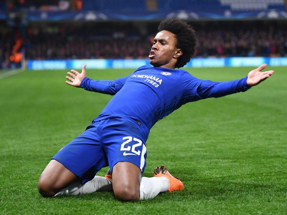 willian chelsea barcelona celebration Barcelona bid £55m for Willian