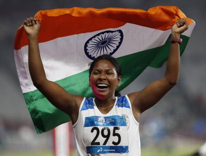Swapna Barman wins the first ever gold medal for India in heptathlon at the Asian Games