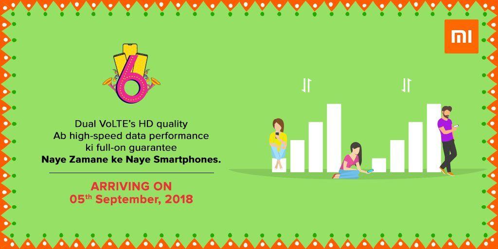 Xiaomi Redmi 6 series with Notch Display and Dual 4G VoLTE is launching soon.