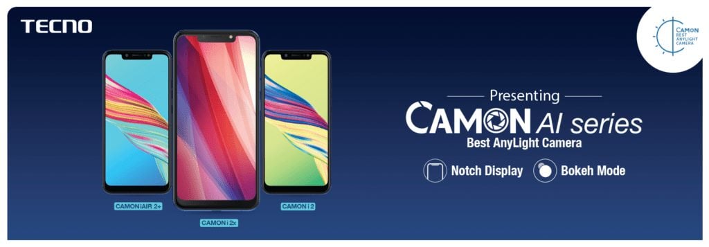 Tecno Camon iAir 2+, Camon i2 and Camon i2X with dual rear cameras and notch launched