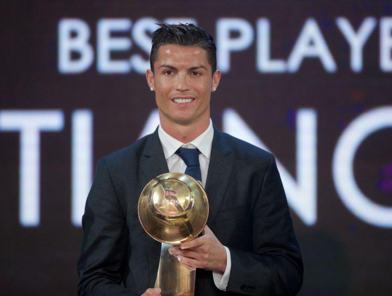 Cristiano Ronaldo wins the Best Player of the Year award at the Globe Soccer Awards