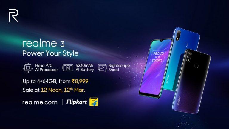 Realme 3 : Launched in India, price starting from Rs.8,999.
