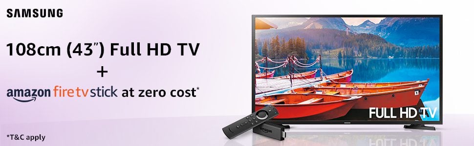 Buy a Samsung 43-inch TV along with Amazon Fire TV Stick only at Rs.29,999