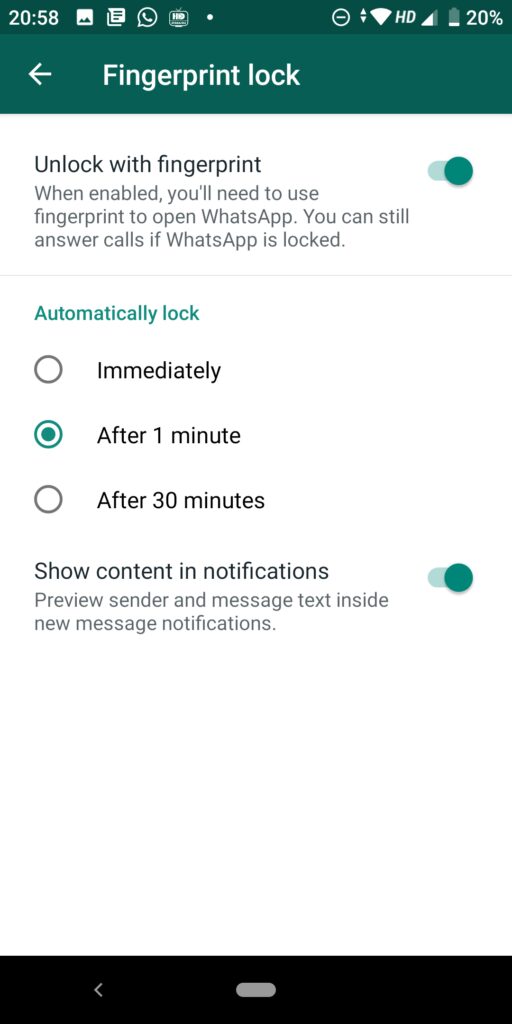 WhatsApp adds Fingerprint Unlock Feature for Android