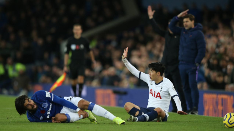 Everton midfielder Andre Gomes has fractured his right ankle after a challenge by Heung-min Son