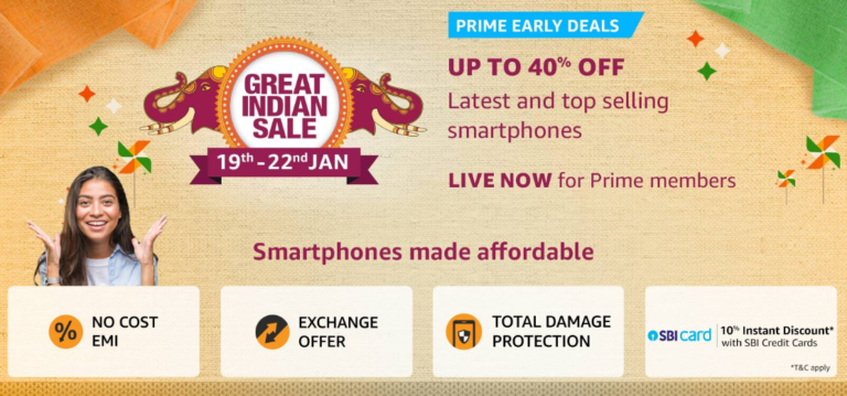 Smartphone deals in Amazon Great Indian Sale 2020.