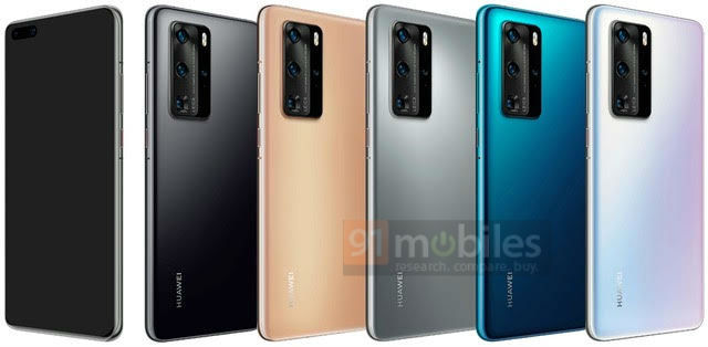 Huawei P40 Pro renders leaked, shows camera setup and colour options.