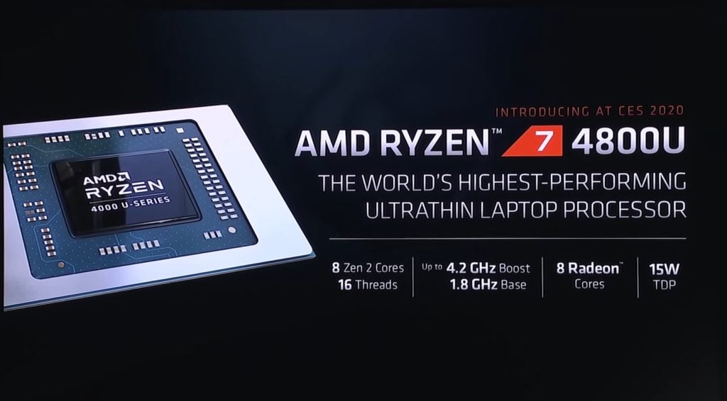 CES 2020: 7nm Zen 2 AMD Ryzen 4000U Mobile processors launched