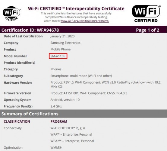 gsmarena 001 5 Samsung Galaxy M11, Galaxy M31, Galaxy A31 gets certified by Wi-Fi Alliance spotted on Wi-Fi Alliance site.