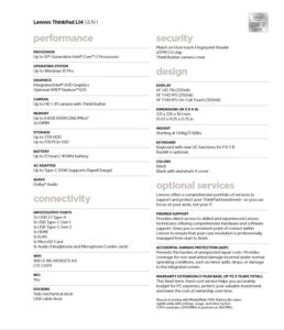 Lenovo ThinkPad L14 (Intel) specifications