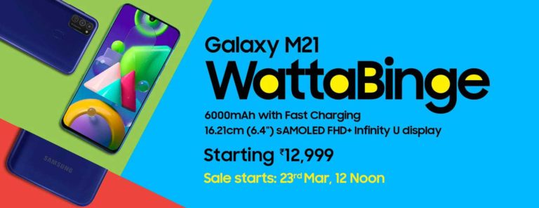 Samsung Galaxy M21 finally launched at just Rs.12,999 and Sale will start on 23rd March