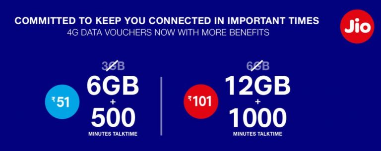 Jio 4G Data Vouchers now offer double benefits