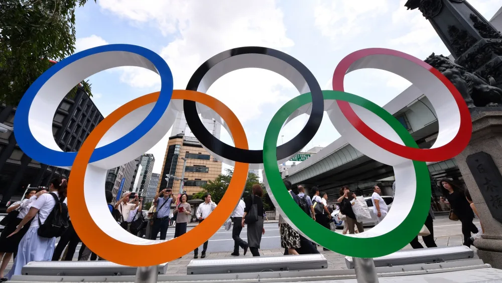 Mandatory Credit: Photo by Aflo/Shutterstock (10346040b)
The Olympic Rings adorn an event square which opens at Tokyo's Nihonbashi to mark just one year to the start of the 2020 Tokyo Olympics and Paralympics.
Tokyo Olympic Games One Year to Go, Japan - 24 Jul 2019