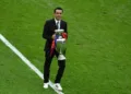 PARIS, FRANCE - JULY 10: Xavi Hernandez holds the Henri Delaunay trophy prior to the UEFA EURO 2016 Final match between Portugal and France at Stade de France on July 10, 2016 in Paris, France.  (Photo by Dan Mullan/Getty Images)