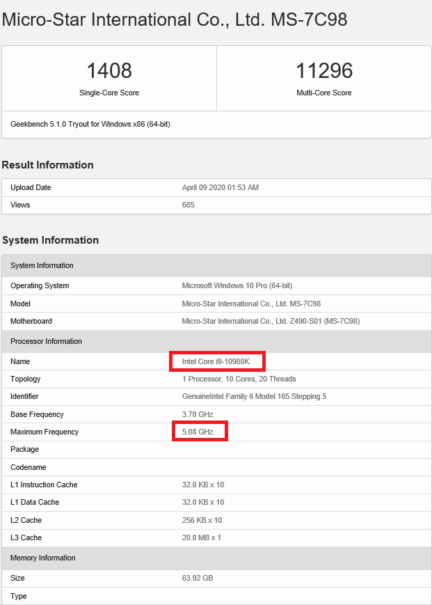 Intel Core i9-10900K chip's Geekbench multi-core score can't surpass AMD's Ryzen 9 3900X