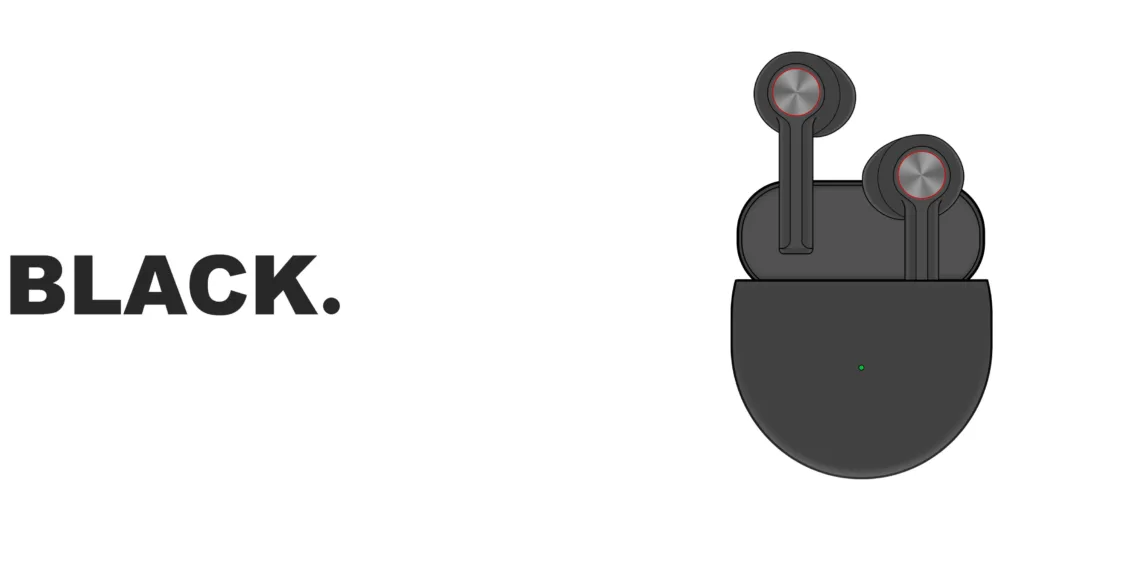 OnePlus Buds black colour design is tipped