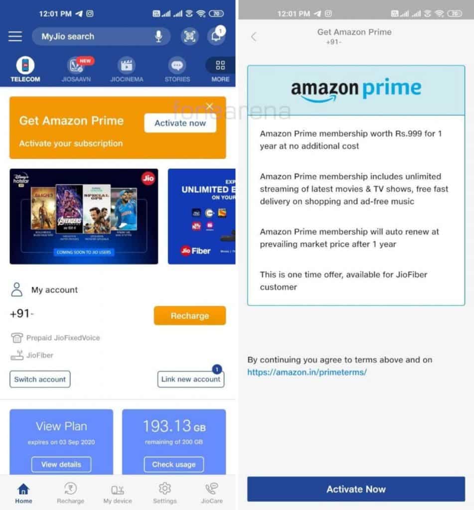 Jio Fiber users to get 1 year free Amazon Prime membership