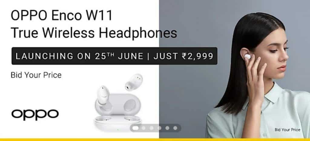 OPPO Enco W11 TWS earbuds will launch in India on June 25 for Rs. 2999