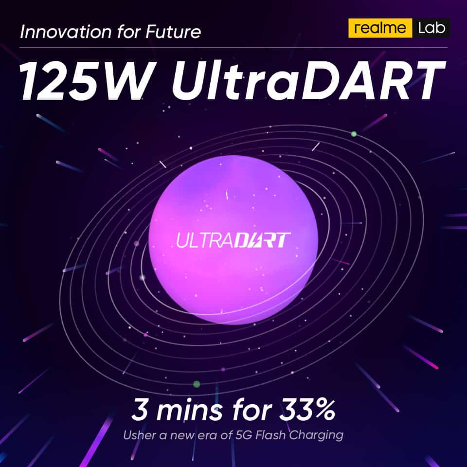 Realme announces their new 125W UltraDART fast charging: up to 33% in just 3 minutes