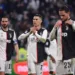 Juventus' Portuguese forward Cristiano Ronaldo (C) and teammates acknowledge the public at the end of the Italian Serie A football match Juventus vs Cagliari on January 6, 2020 at the Juventus Allianz stadium in Turin. (Photo by Marco Bertorello / AFP)