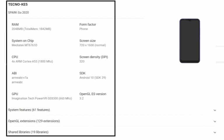 Tecno Spark Go 2020 spotted in Google Play Console listing