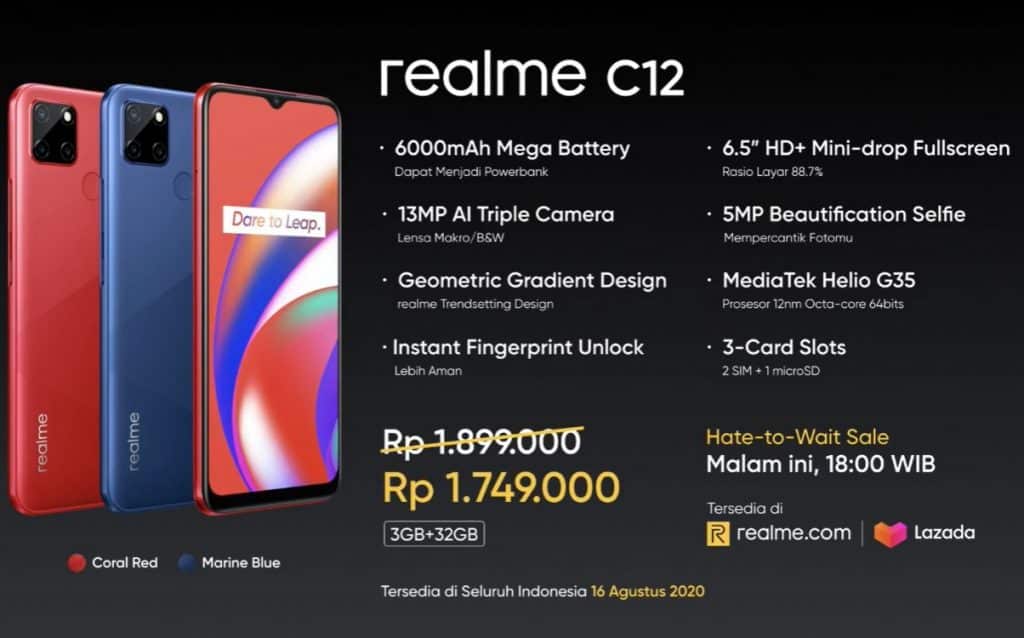 EfXalvUU4AEBOdE Realme C12 launched with 6,000 mAh battery, Helio G35 and triple camera in Indonesia