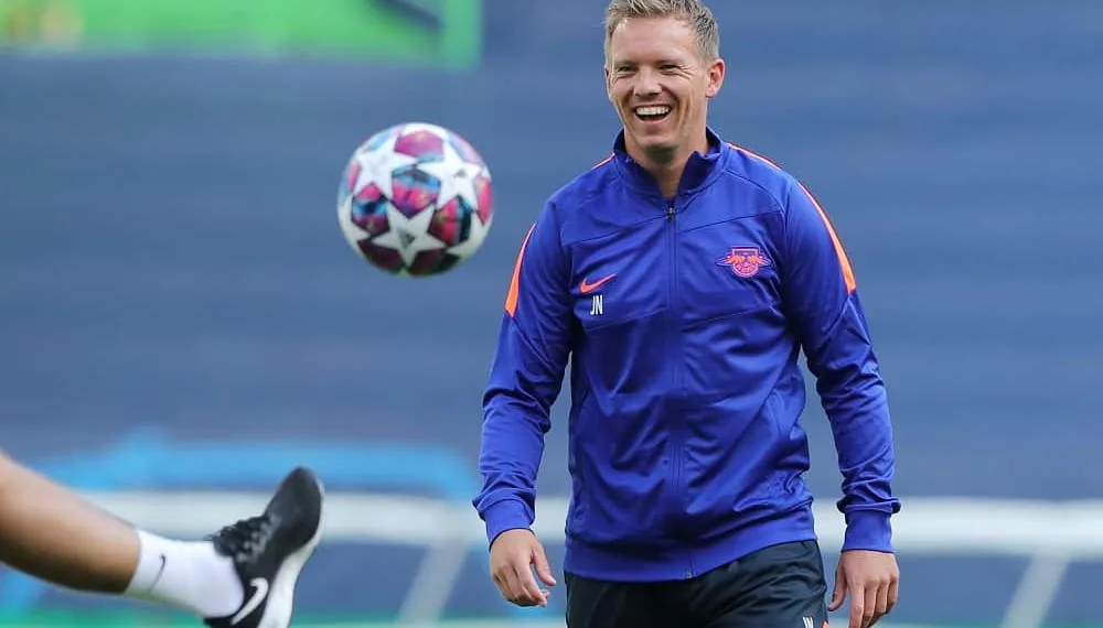 Soccer Football - Champions League - RB Leipzig Training - Estadio Jose Alvalade, Lisbon, Portugal - August 12, 2020   RB Leipzig coach Julian Nagelsmann during training   Miguel A. Lopes/Pool via REUTERS