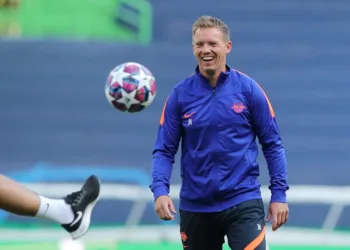 Soccer Football - Champions League - RB Leipzig Training - Estadio Jose Alvalade, Lisbon, Portugal - August 12, 2020   RB Leipzig coach Julian Nagelsmann during training   Miguel A. Lopes/Pool via REUTERS