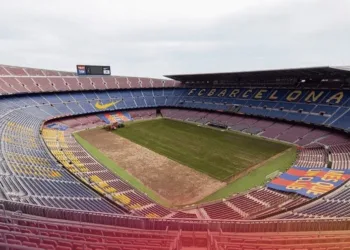 Preparations begin for the upcoming season as Barcelona replaces turf at the Camp Nou