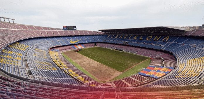 Preparations begin for the upcoming season as Barcelona replaces turf at the Camp Nou Preparations begin for the upcoming season as Barcelona replaces turf at the Camp Nou