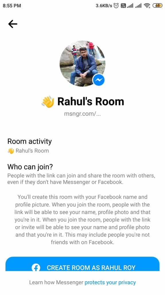 Screenshot 2020 08 18 20 55 10 141 com.facebook.orca WhatsApp rolls out new 'Messenger Room' support on mobile devices in India
