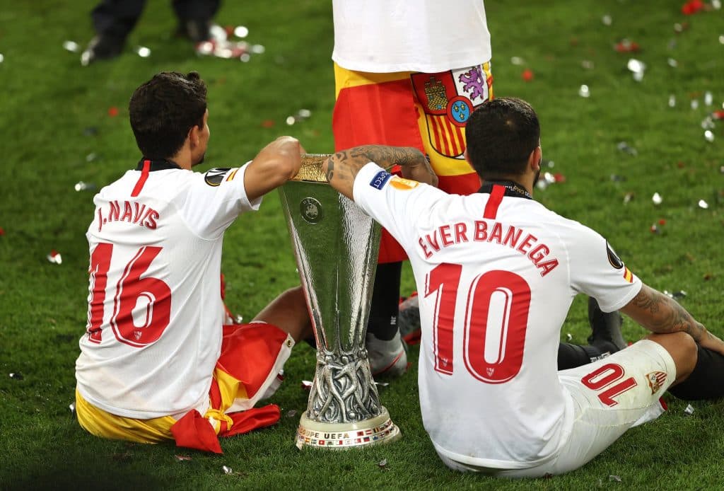 navas banega Sevilla create a record of winning all of their 6 Europa League finals