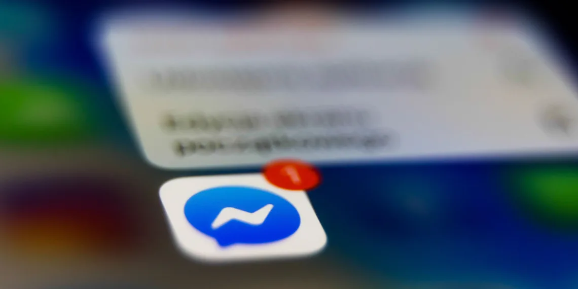 Messenger icon is seen displayed on phone screen in this illustration photo taken in Poland on July 26, 2020. Messenger, developed by Facebook, has introduced feature called Rooms that allows group video chats. Video meeting apps gained popularity during the coronavirus pandemic.
(Photo illustration by Jakub Porzycki/NurPhoto via Getty Images)