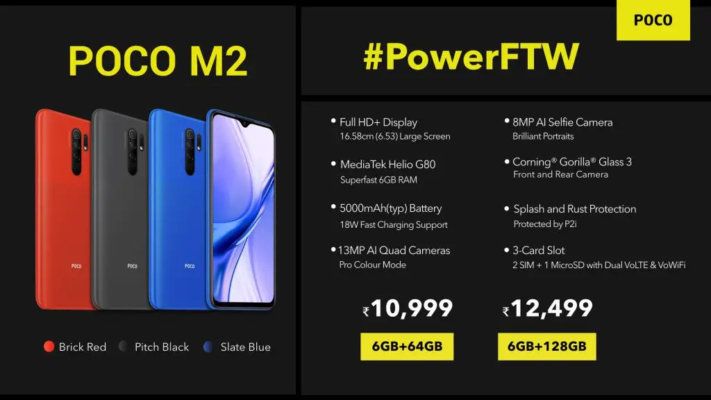 Introducing POCO M2 featuring a quad camera, huge battery setup, & many more key specifications