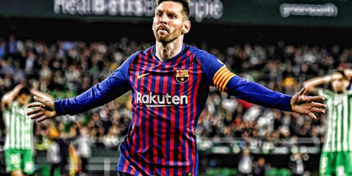 GRAF6138. SEVILLA, 17/03/2019.- El delantero argentino del FC Barcelona, Leo Messi, celebra el cuarto gol del equipo blaugrana durante el encuentro correspondiente a la jornada 28 de primera divisiуn que disputan esta noche en el estadio Benito Villamarнn, en Sevilla. EFE/Raъl Caro.