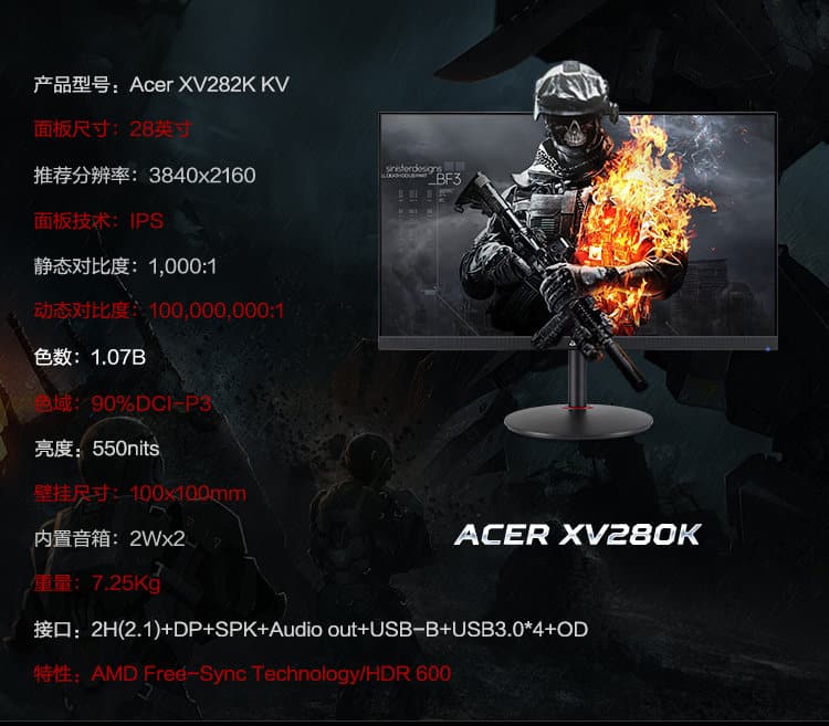 The Acer XV282K KV 2 Acer's XV282K KV gaming monitor announced with HDMI 2.1 support