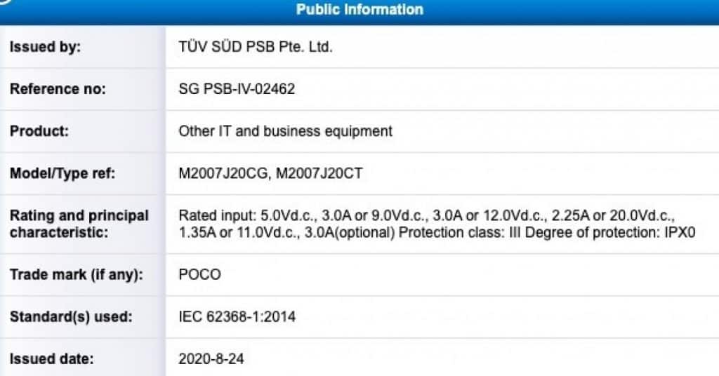 WhatsApp Image 2020 09 03 at 7.55.56 PM POCO X3 NFC spotted with 33W fast charging in certification