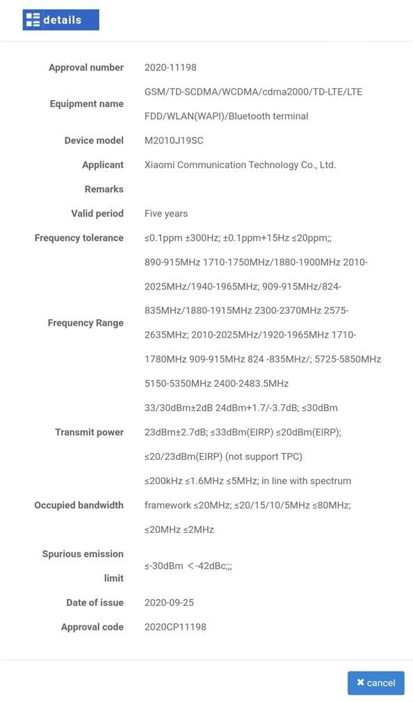 Xiaomi M2010J19SC Alleged Xiaomi Redmi Note 10 4G gets certified by MIIT