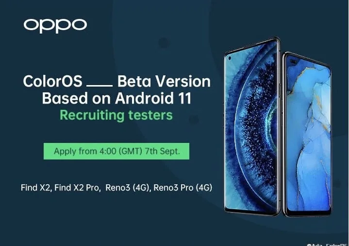 Oppo Find X2, Find X2 Pro, Reno 3, and Reno 3 Pro will start testing with Android 11 based on ColorOS 8