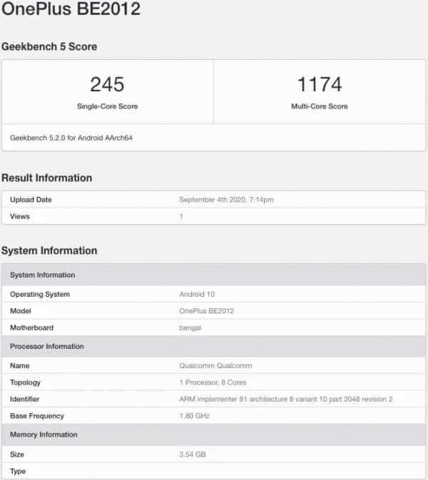 gsmarena 001 10 OnePlus Clover appears in GreekBench with a confirmed 4GB RAM configuration
