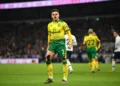 LONDON, ENGLAND - JANUARY 22: Max Aarons of Norwich City reacts after winning a penalty during the Premier League match between Tottenham Hotspur and Norwich City at Tottenham Hotspur Stadium on January 22, 2020 in London, United Kingdom. (Photo by Justin Setterfield/Getty Images)