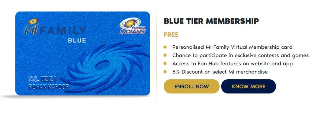 mi blue tier Mumbai Indians introduce Membership card and Fan box for MI fans - Price and details