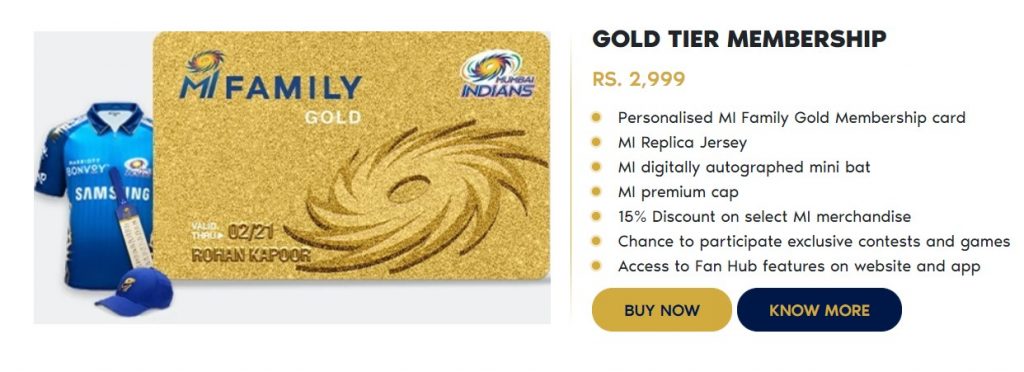mi gold tier Mumbai Indians introduce Membership card and Fan box for MI fans - Price and details