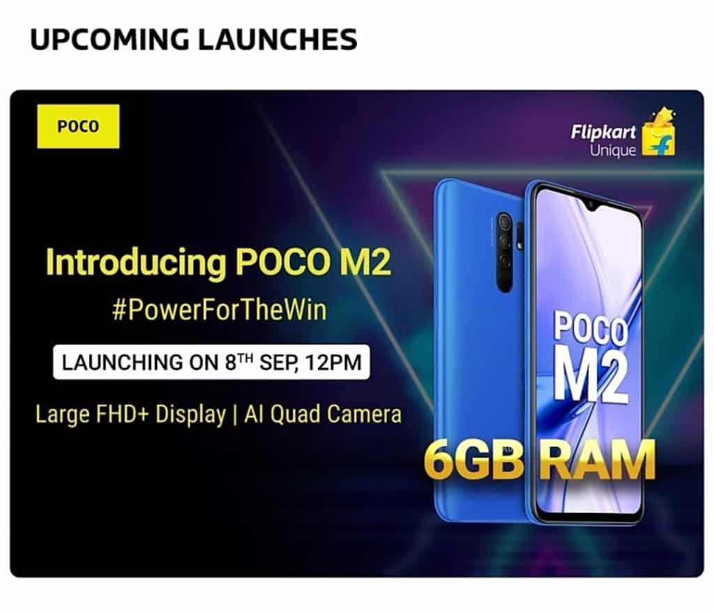 poc1 POCO M2 launch confirmed on 8th September with a huge 5,000mA battery