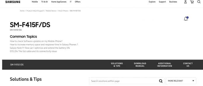 Samsung Galaxy F41 official support page goes live in India