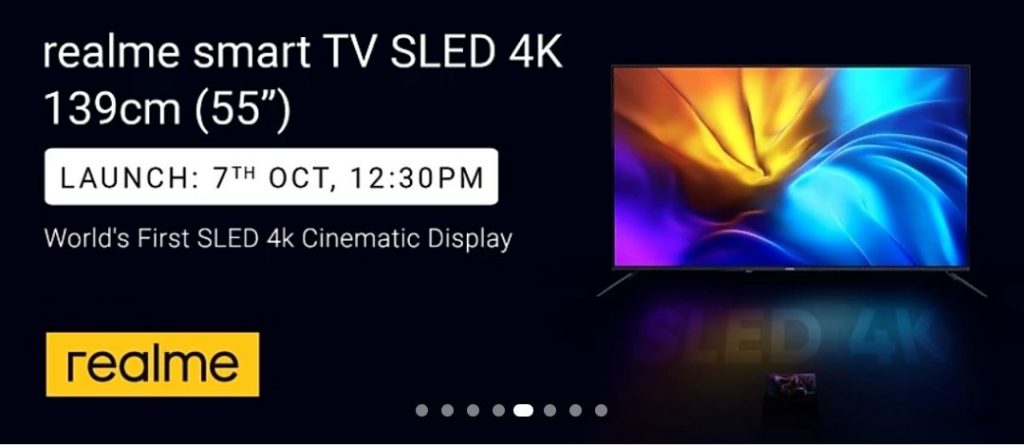 tv1 Realme to launch its Smart SLED 4K TV on October 7