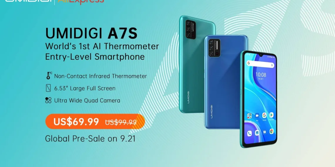 The Umidigi A7S is an Android Go phone with a built-in infrared thermometer sensor