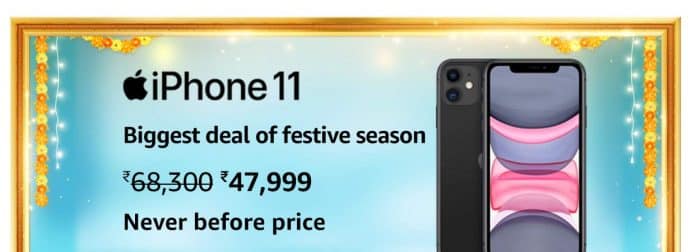Apple iPhone 11 will be available for only ₹47,999 on Amazon Great Indian Festival Apple iPhone 11 will be available for only ₹47,999 on Amazon Great Indian Festival