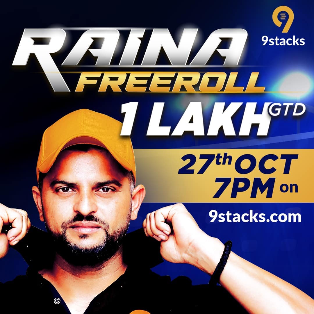 9stacks celebrates the signing of Suresh Raina as brand ambassador by hosting “Raina Freeroll” tournament on 27th Oct 2020